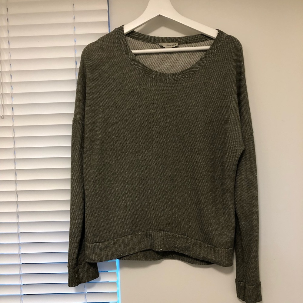 Bershka Crew Neck Sweater Elbow Patch L